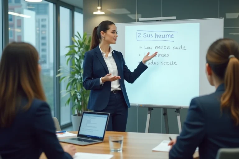 Femme en réunion d'affaires dans un bureau moderne