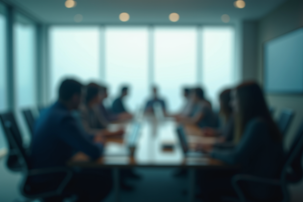 Silhouettes floues de personnes autour d une table